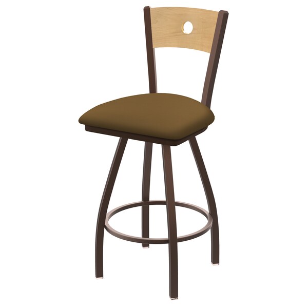 36" Swivel Counter Stool, Black Wrinkle, Nat Back, Canter Saddle Seat
